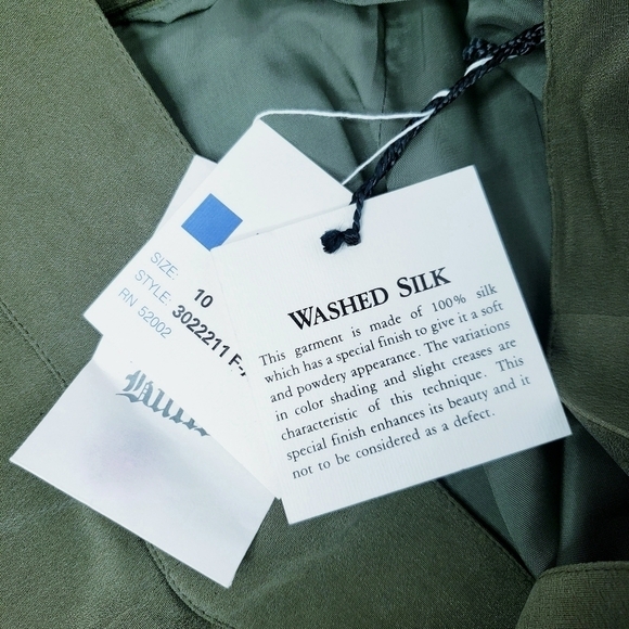 NWT Vintage Dana Buchman Washed Silk Career Skirt Olive Green - Picture 8 of 9